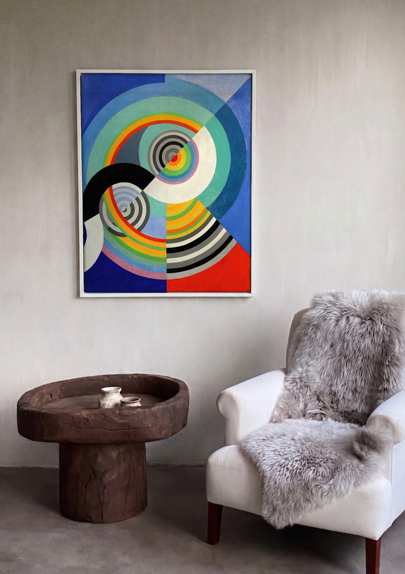 Quadro Decorativo Ritmos Coloridos - Robert Delaunay em ambiente decorado