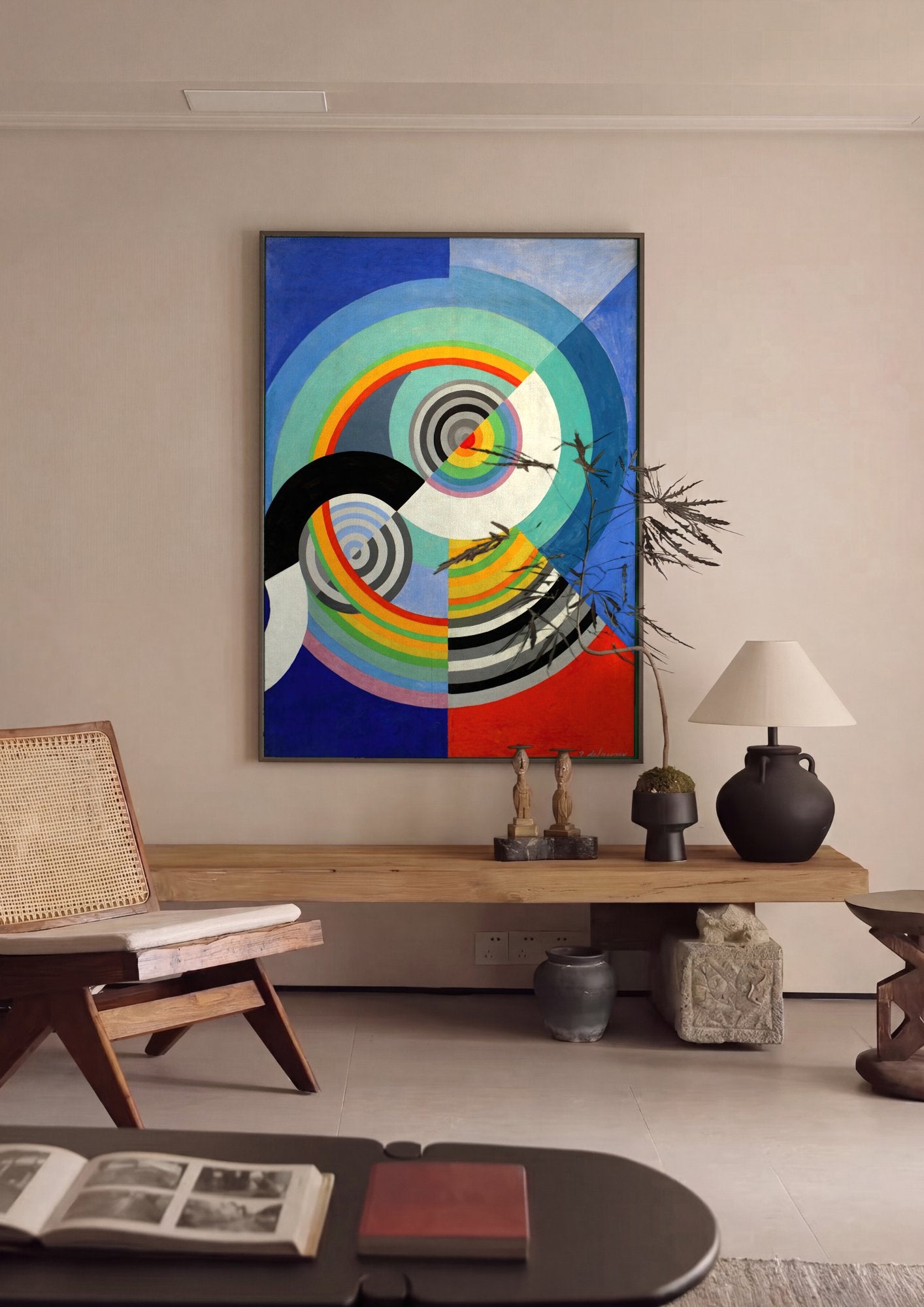 Quadro Decorativo Ritmos Coloridos - Robert Delaunay em ambiente decorado