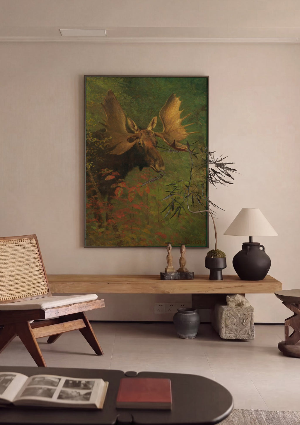 Quadro Decorativo Alce na Floresta - Albert Bierstadt em ambiente decorado