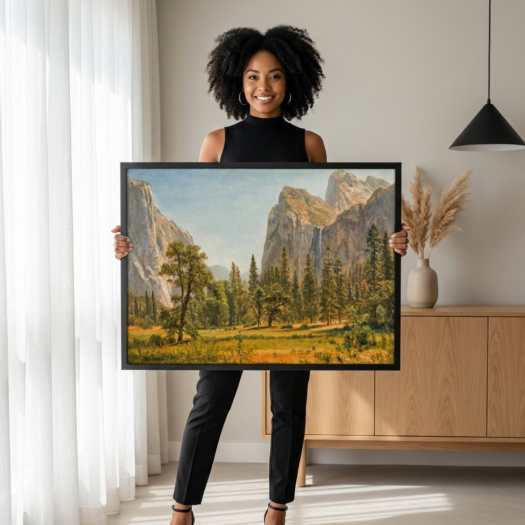 Quadro Decorativo Vale do Yosemite - Albert Bierstadt com modelo em ambiente
