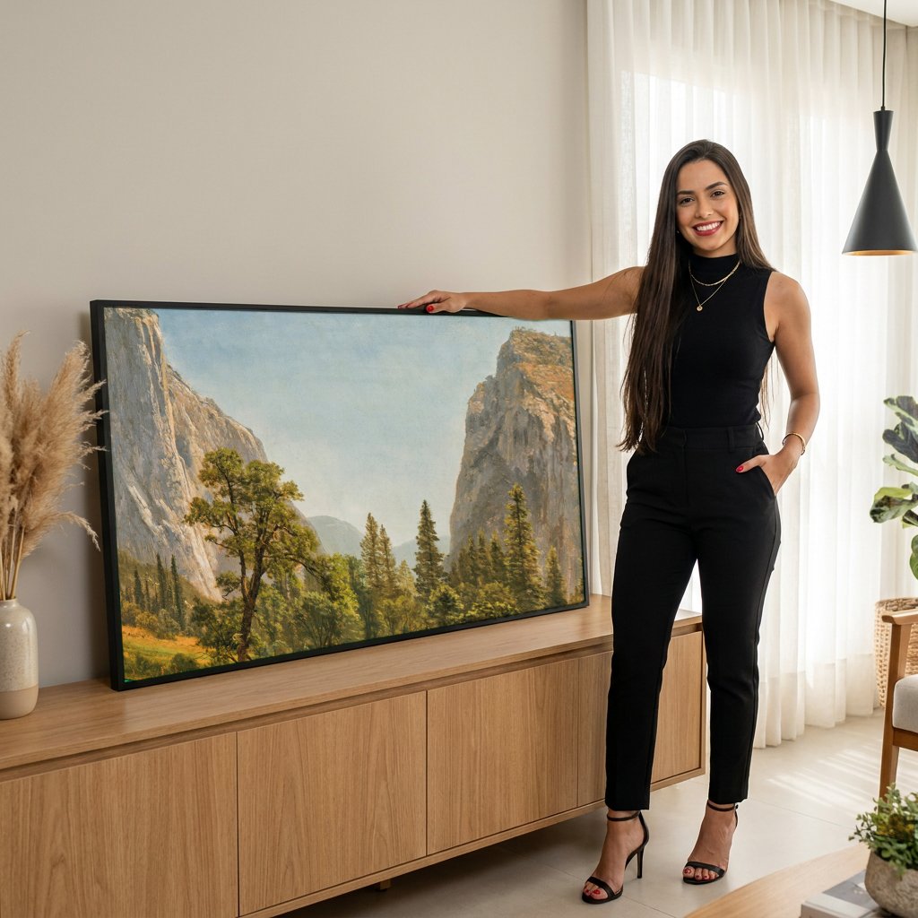 Quadro Decorativo Vale do Yosemite - Albert Bierstadt com modelo em ambiente