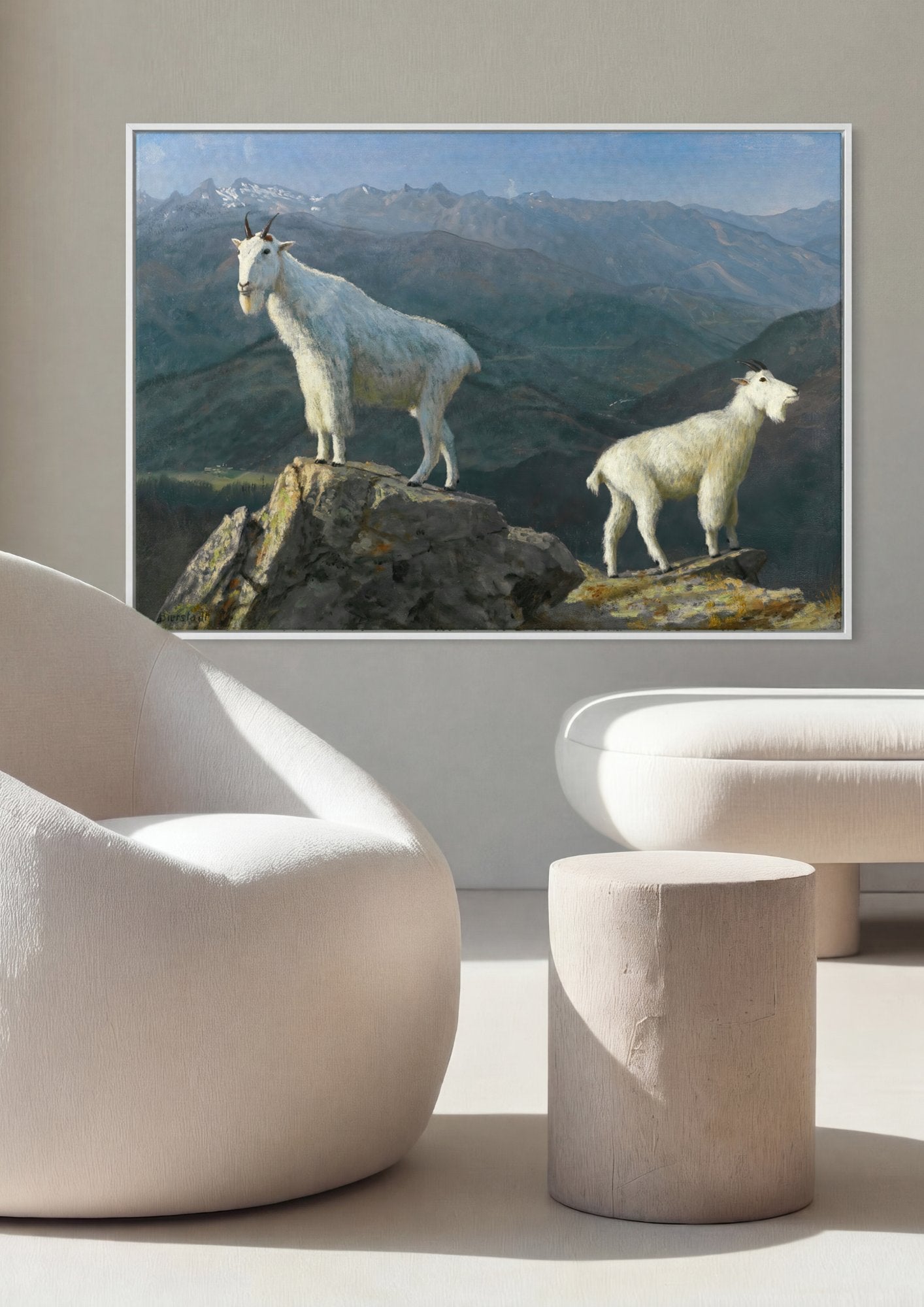 Quadro Decorativo Cabras na Montanha - Bierstadt em ambiente decorado