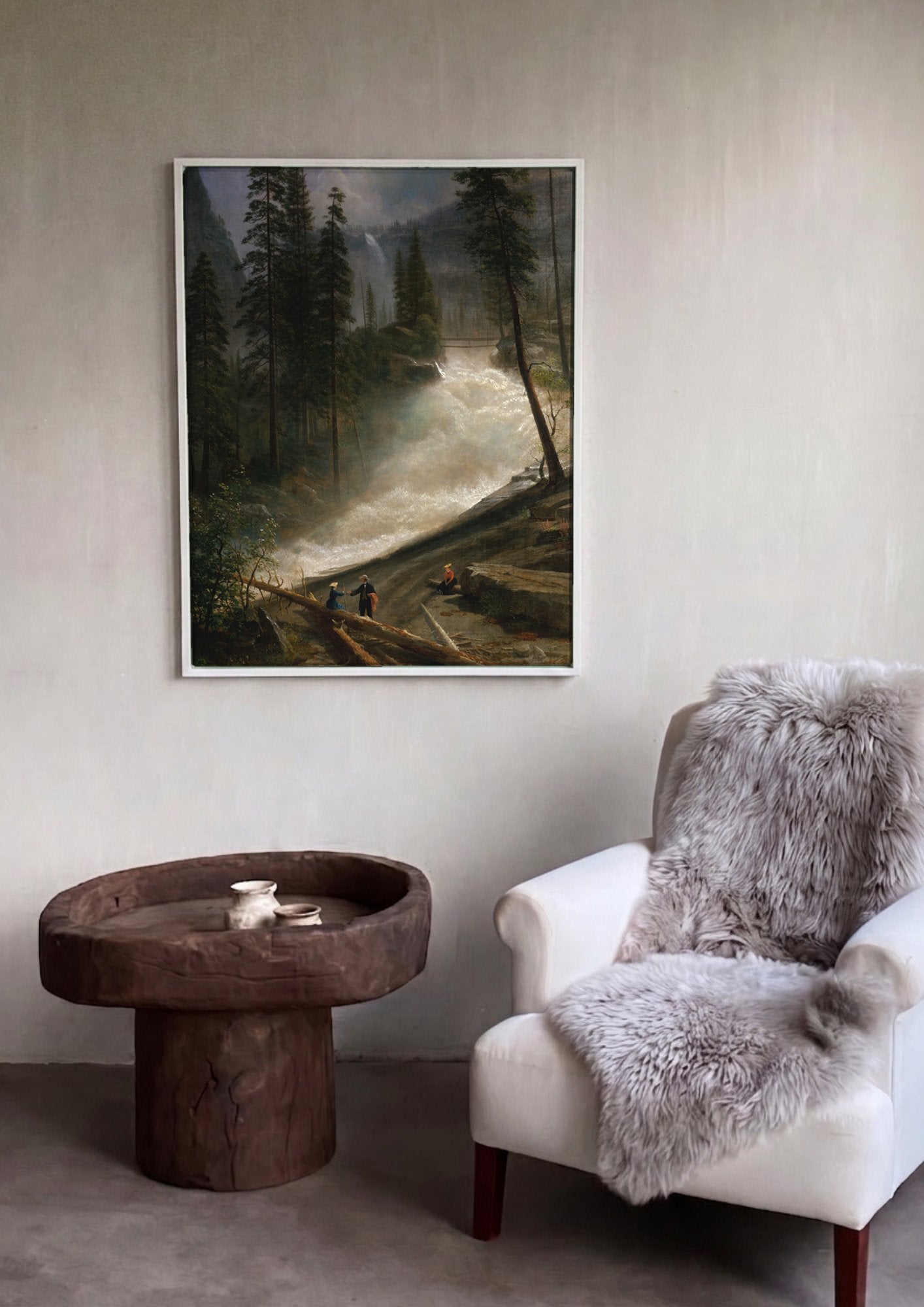 Quadro Decorativo A Cachoeira – Albert Bierstadt em ambiente decorado