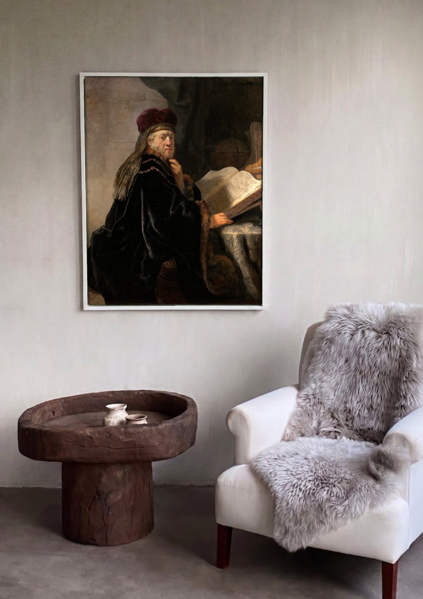 Quadro Decorativo O Estudioso (ou O Rabino) - Rembrandt em ambiente decorado