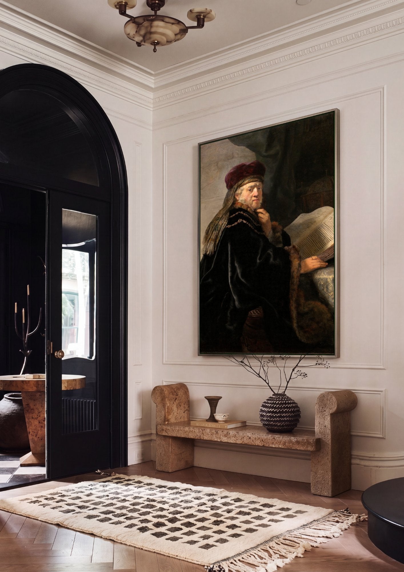 Quadro Decorativo O Estudioso (ou O Rabino) - Rembrandt em ambiente decorado