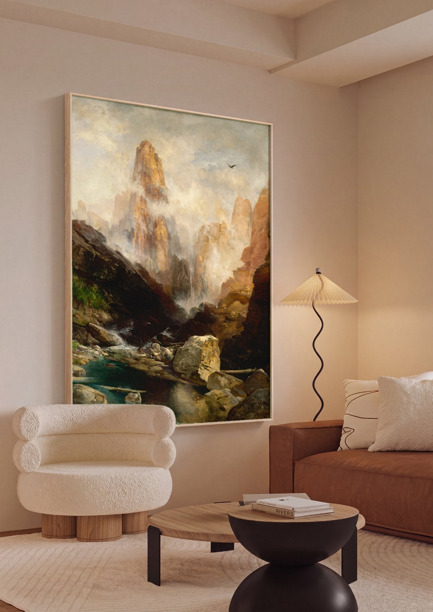 Quadro Decorativo Cânion com Rio e Neblina - Thomas Moran em ambiente decorado