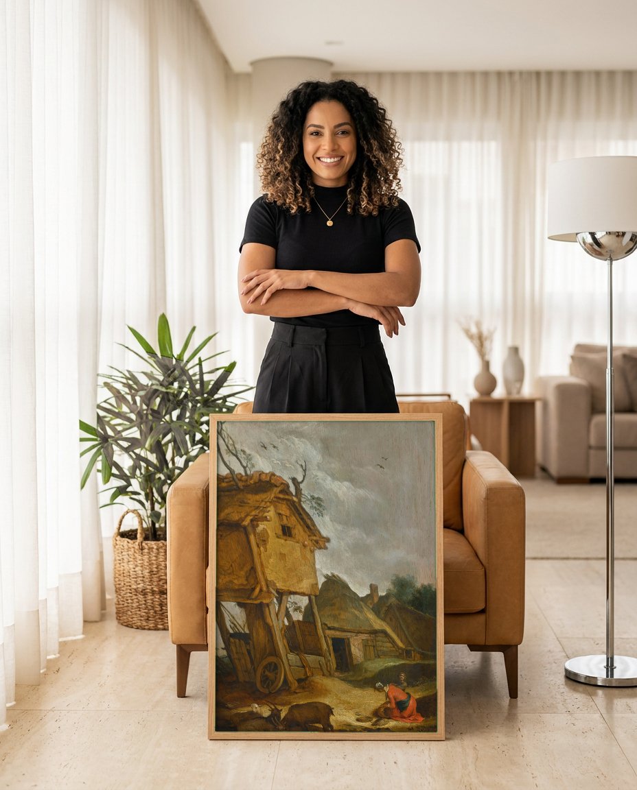 Quadro Decorativo Cena Rural - Abraham Bloemaert com modelo em ambiente