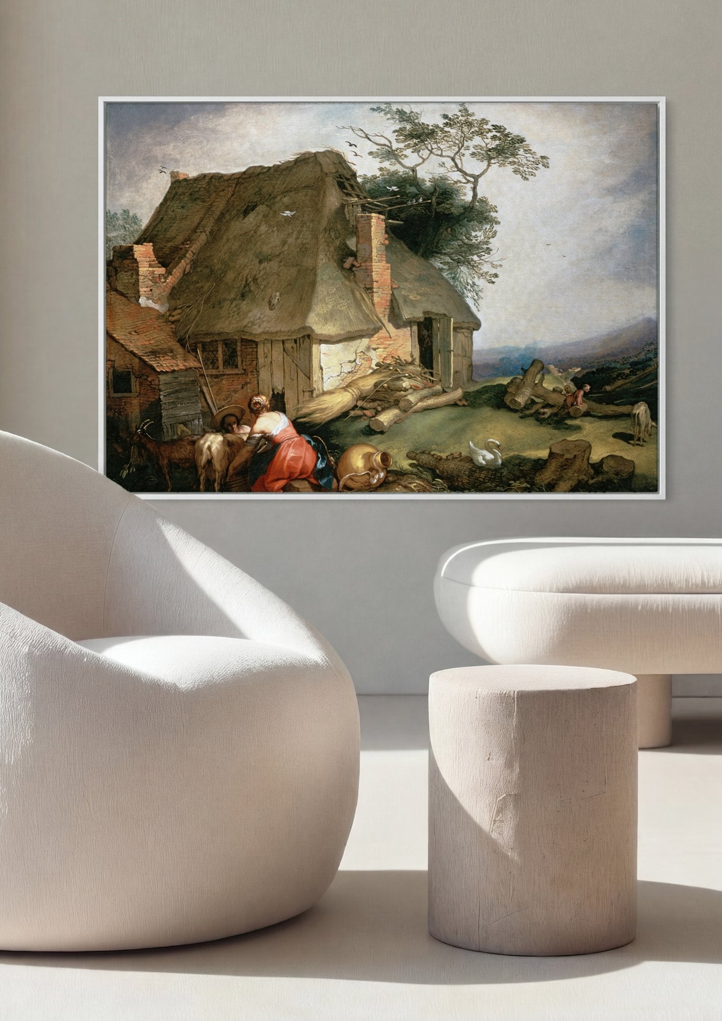 Quadro Decorativo Cena Rural - Abraham Bloemaert em ambiente decorado