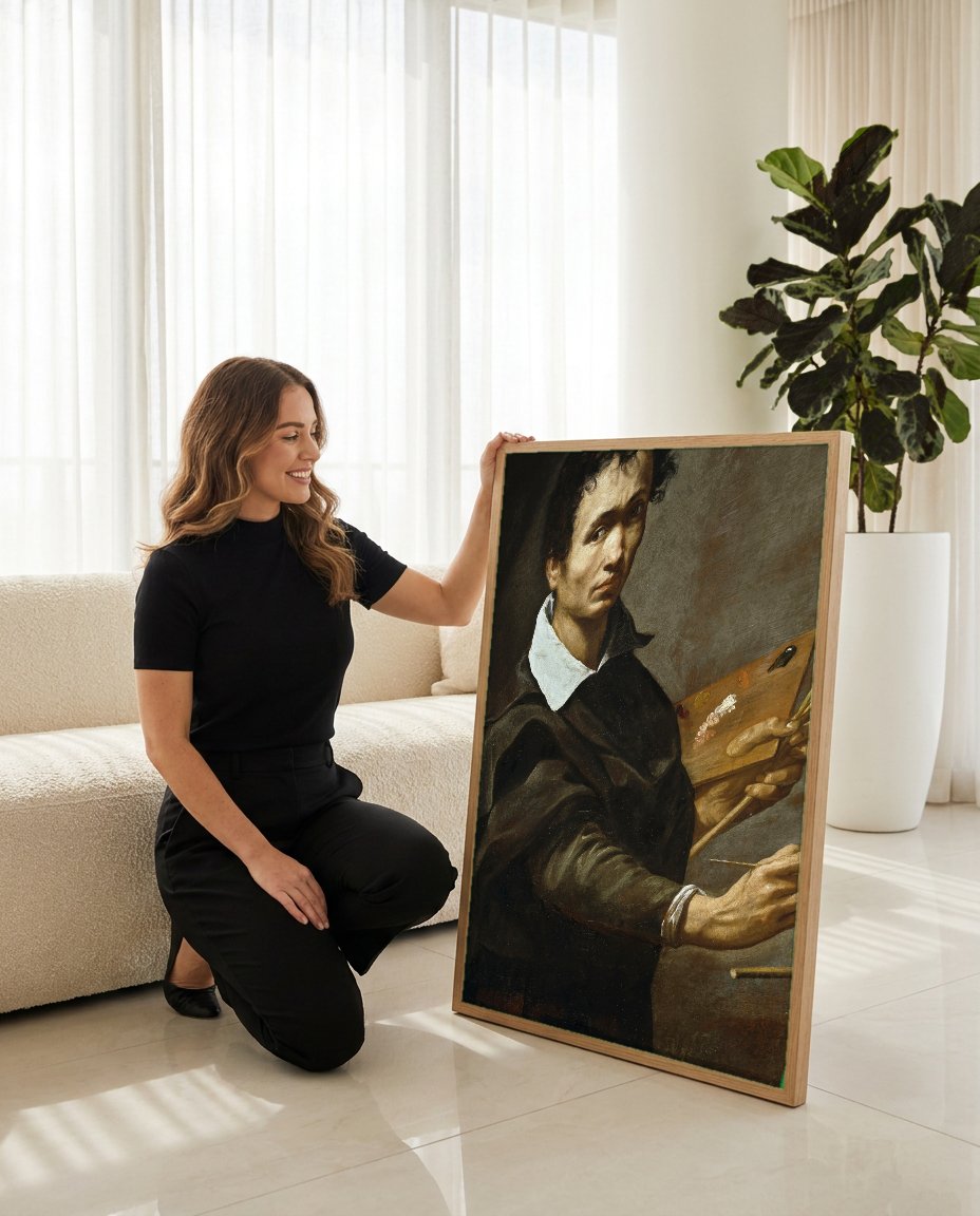 Quadro Decorativo Autorretrato - Orazio Borgianni com modelo em ambiente