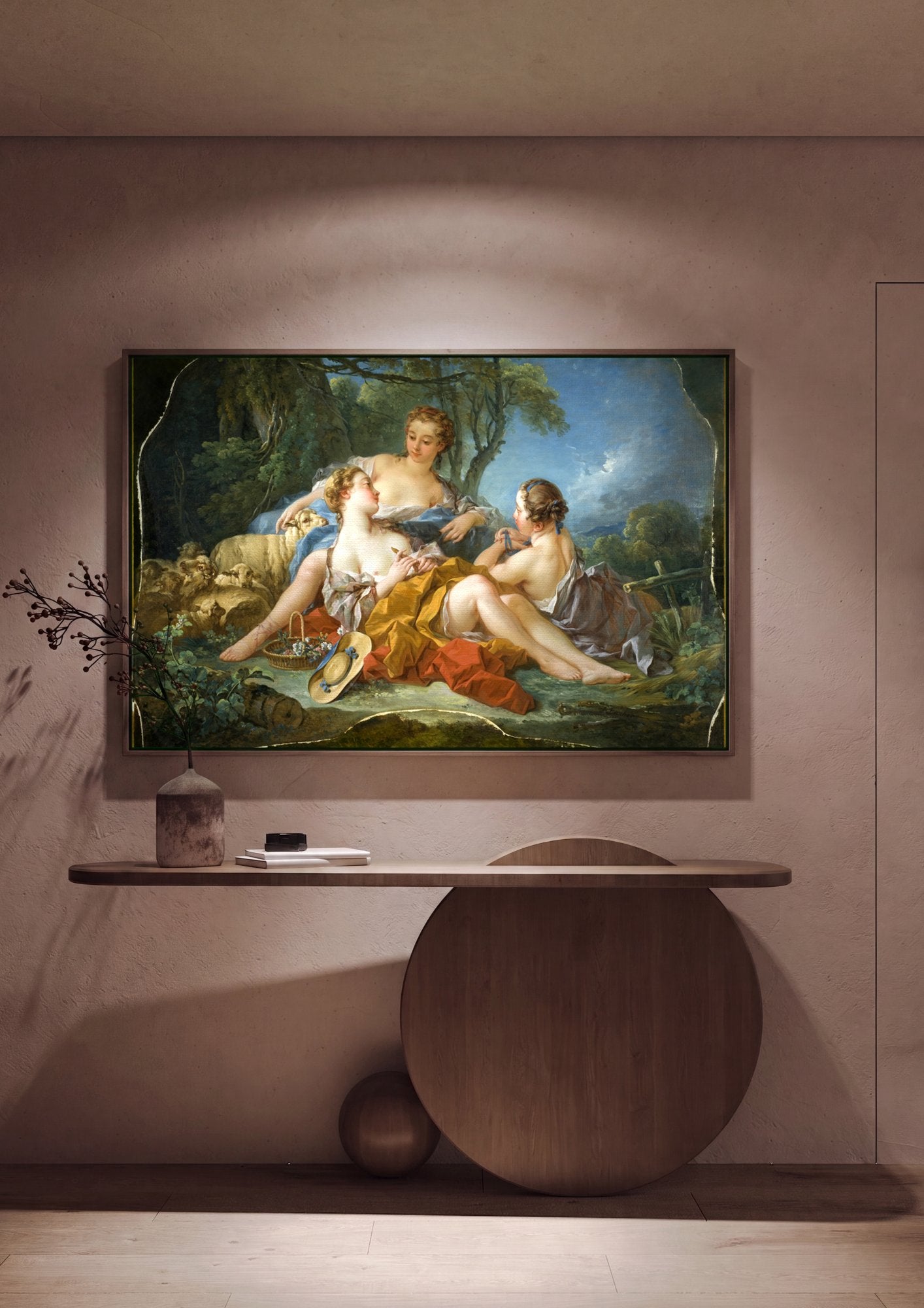 Quadro Decorativo A Pastoral - François Boucher em ambiente decorado