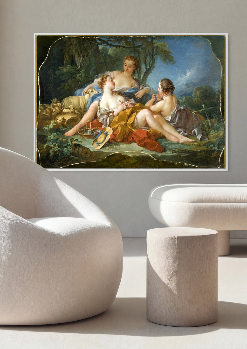 Quadro Decorativo A Pastoral - François Boucher em ambiente decorado