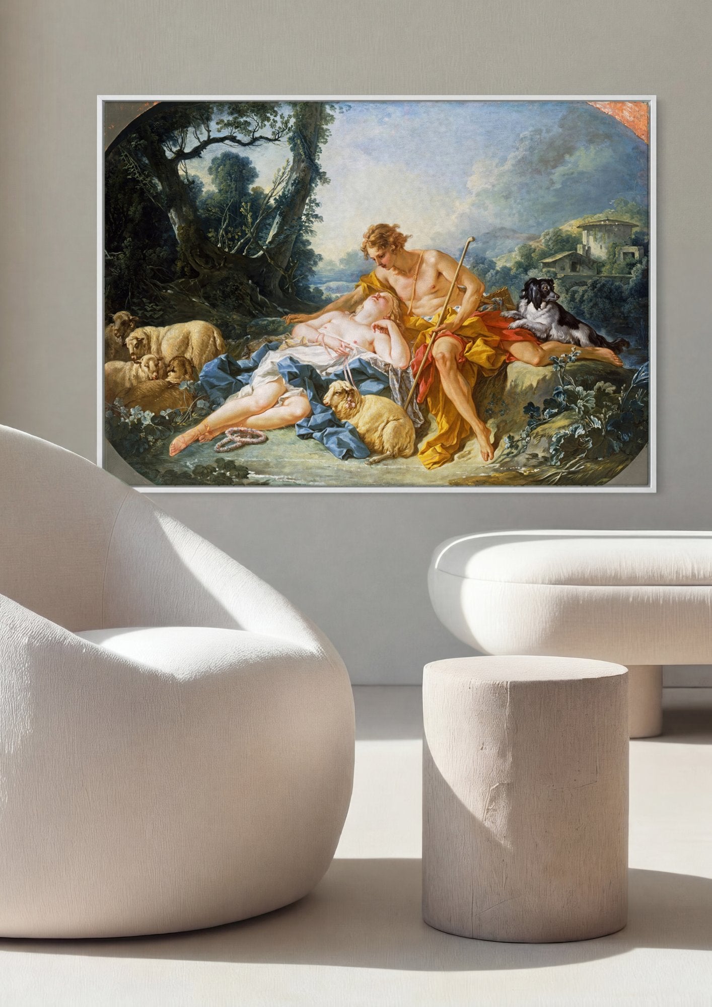 Quadro Decorativo A Pastoral - François Boucher em ambiente decorado