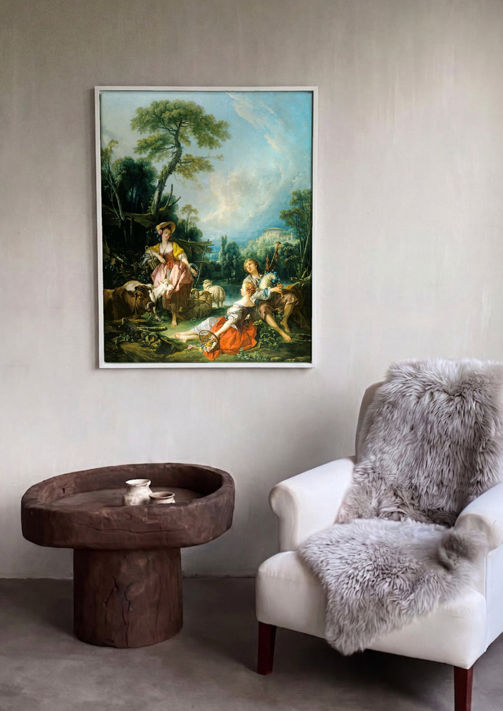 Quadro Decorativo A Pastoral - François Boucher em ambiente decorado