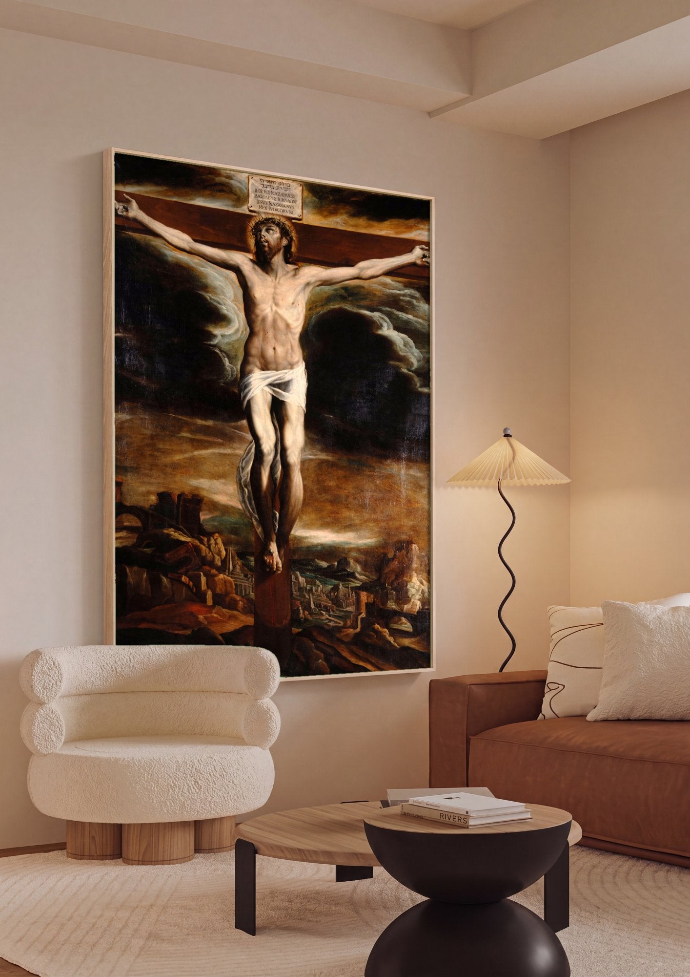 Quadro Decorativo Crucificação - Orazio Borgianni em ambiente decorado