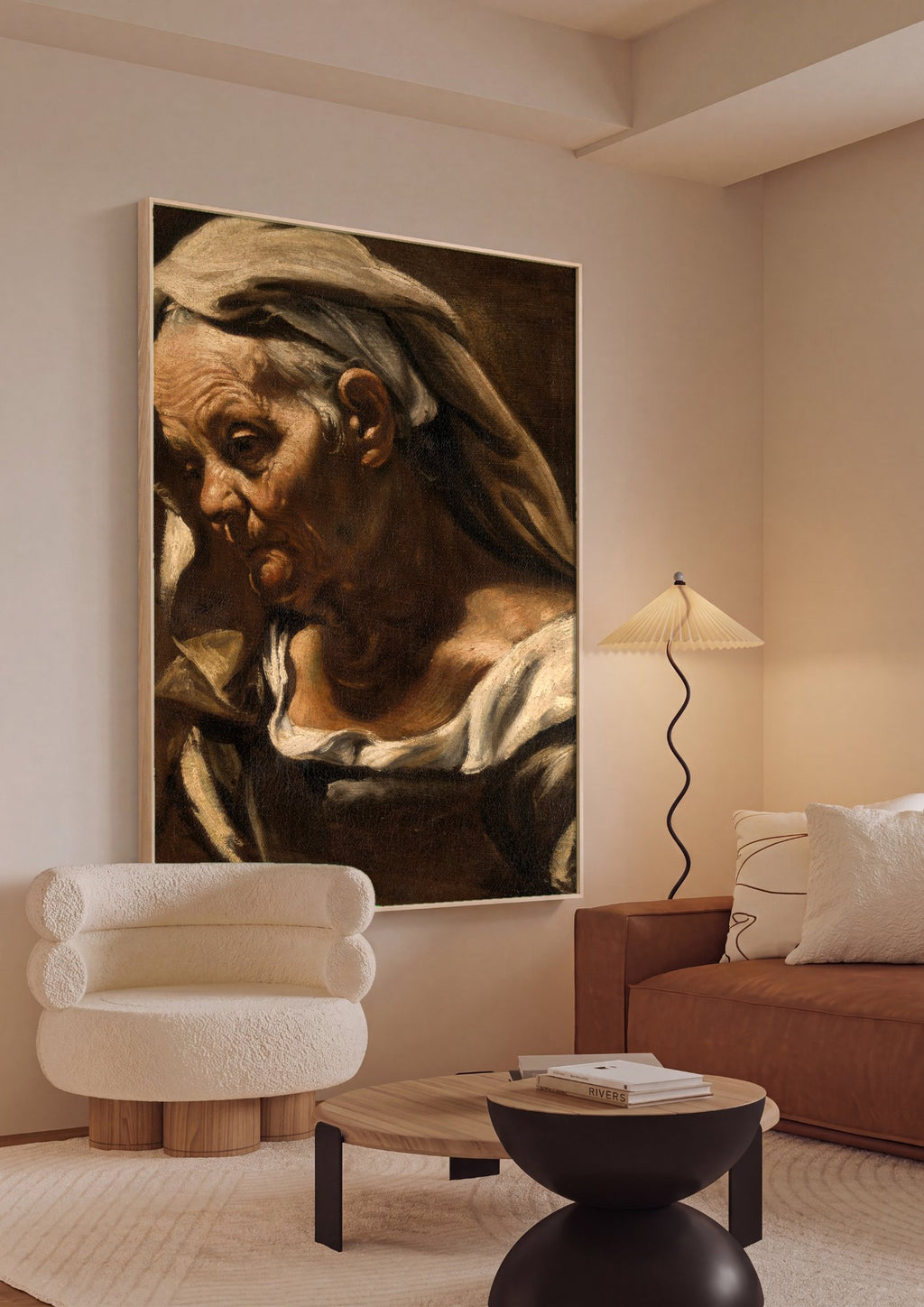 Quadro Decorativo 'Mulher Idosa' - Orazio Borgianni em ambiente decorado