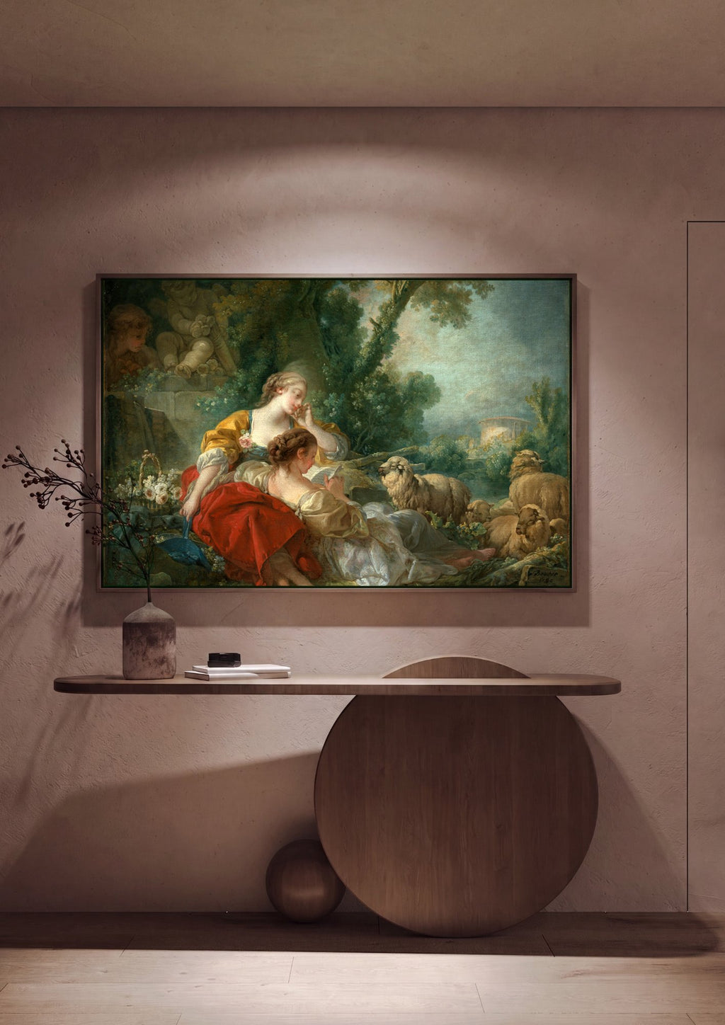 Quadro Decorativo A Pastoral - François Boucher em ambiente decorado