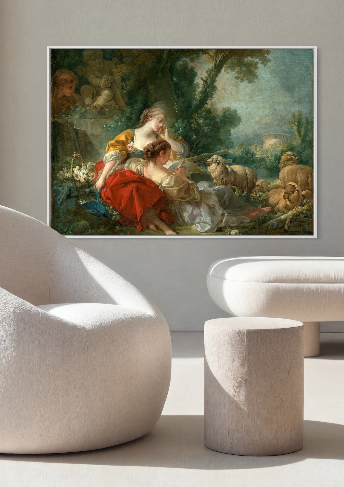 Quadro Decorativo A Pastoral - François Boucher em ambiente decorado