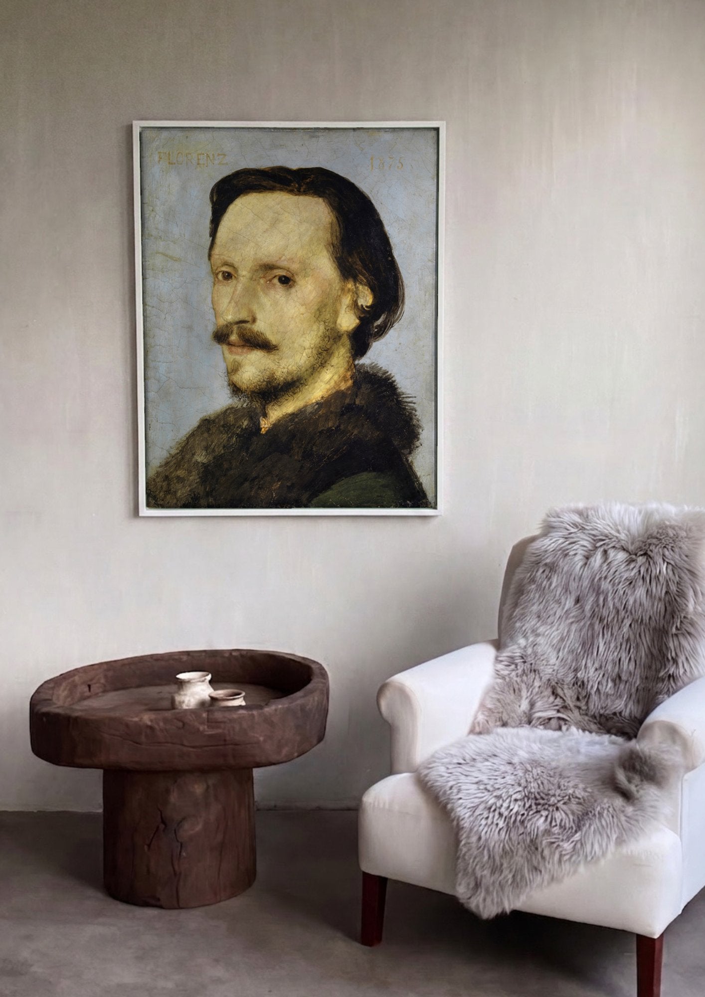 Quadro Decorativo Autorretrato - Arnold Böcklin em ambiente decorado