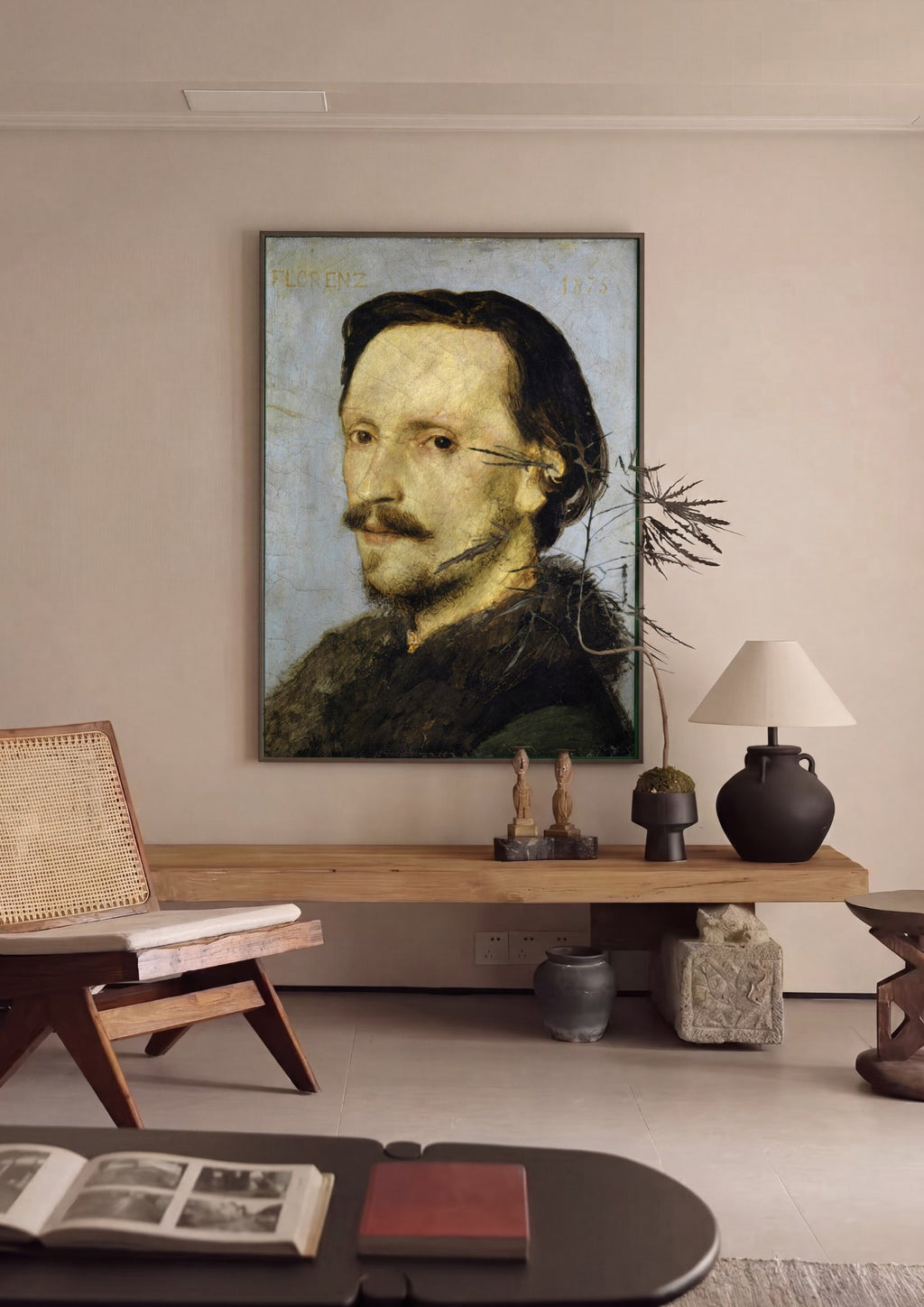 Quadro Decorativo Autorretrato - Arnold Böcklin em ambiente decorado