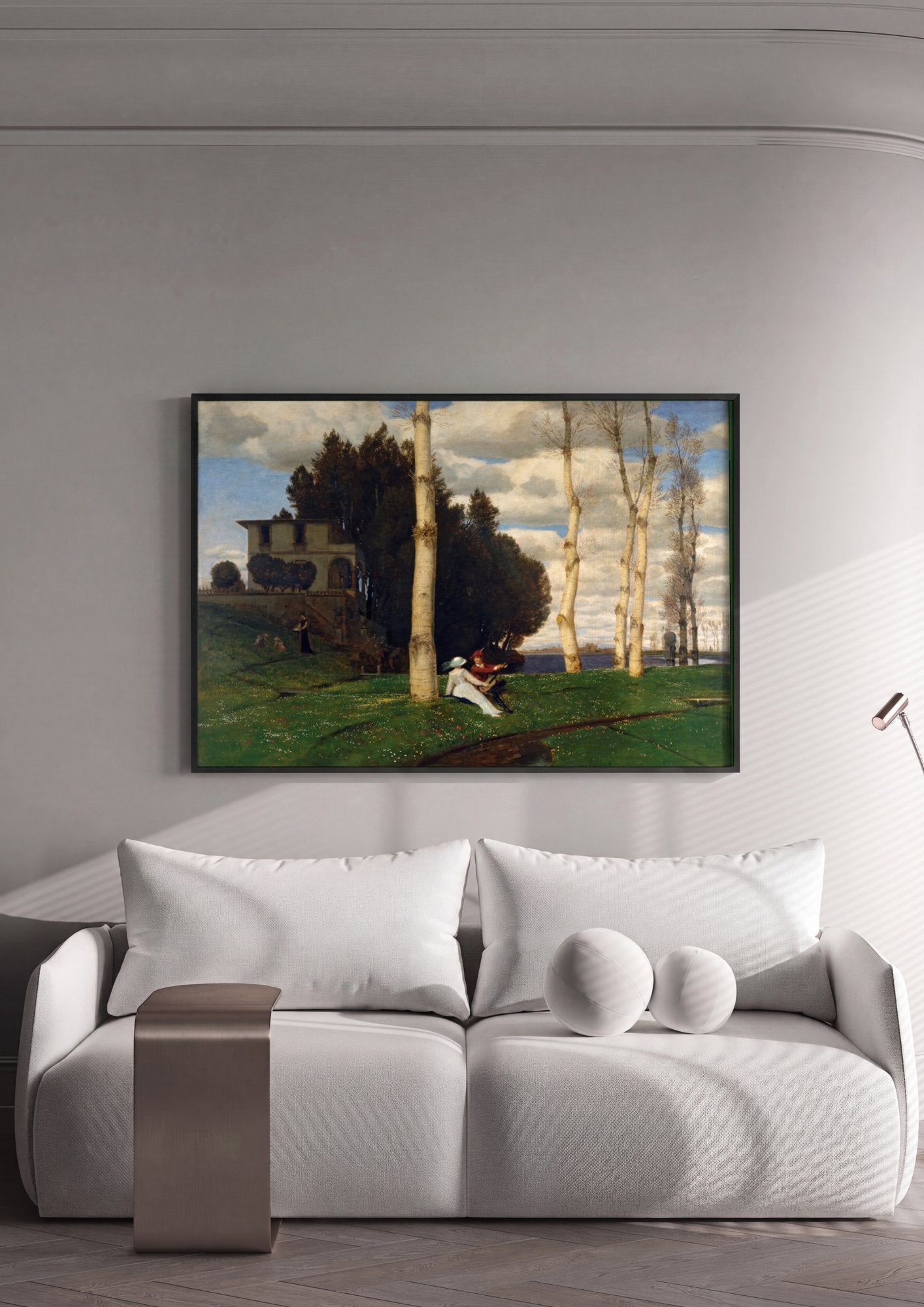 Quadro Decorativo A Primavera - Arnold Böcklin em ambiente decorado