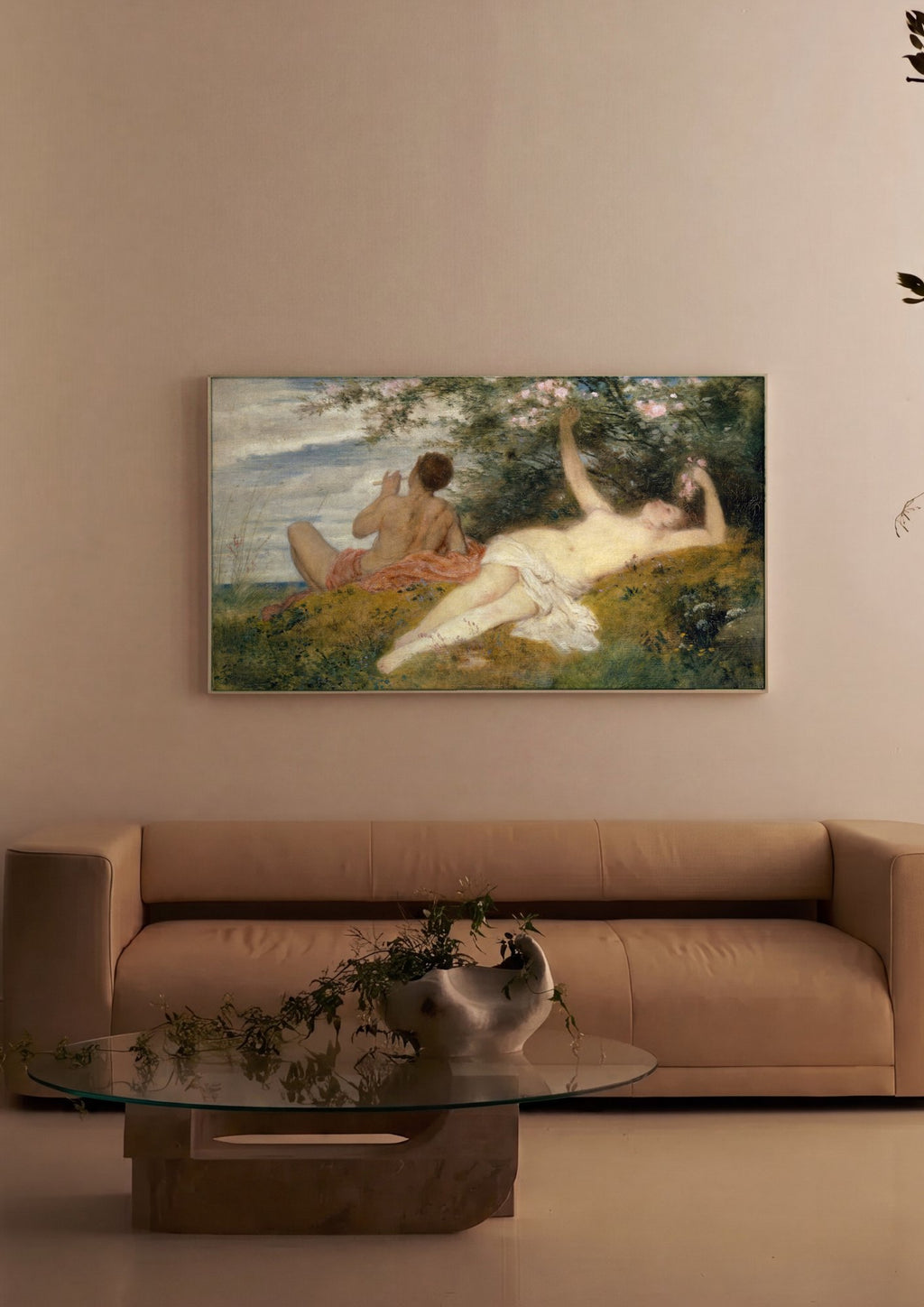 Quadro Decorativo A Primavera - Arnold Böcklin em ambiente decorado