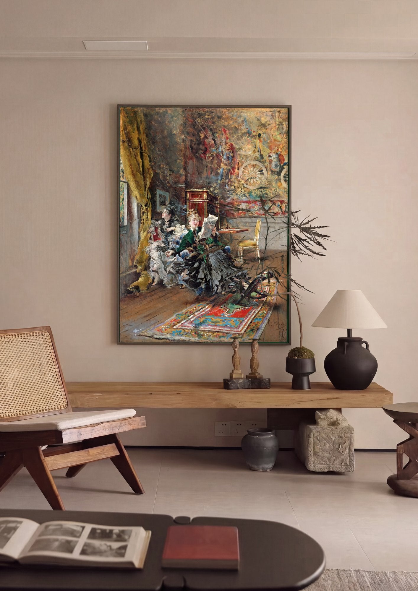 Quadro Decorativo A Leitura - Giovanni Boldini em ambiente decorado