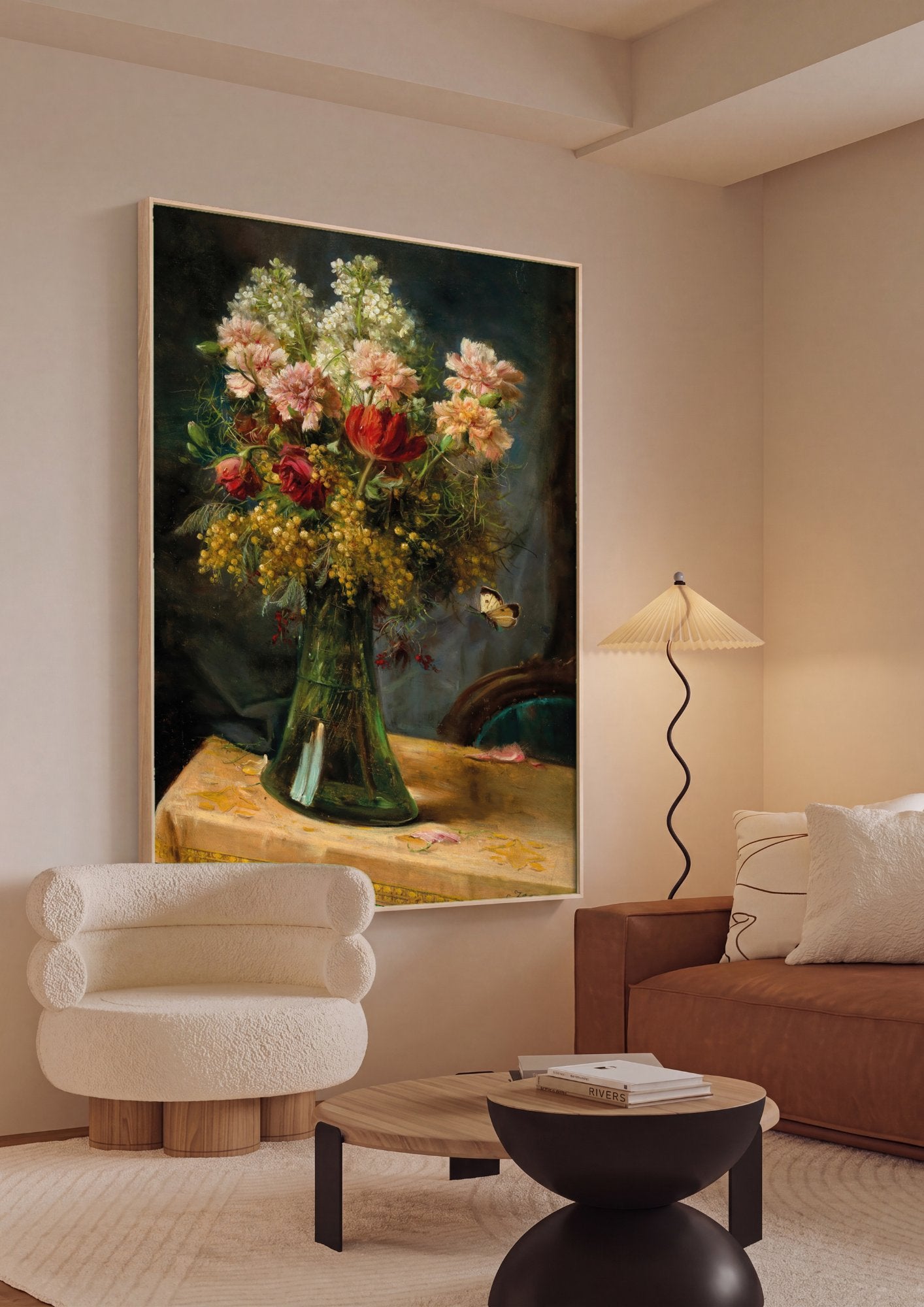 Quadro Decorativo Vaso de Flores com Borboleta - Hans Zatzka em ambiente decorado