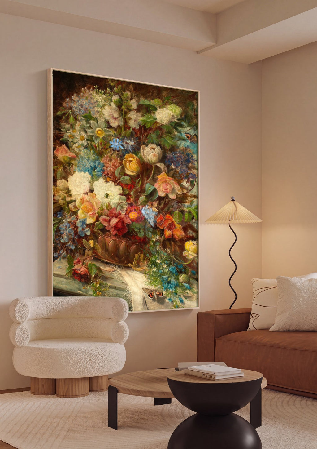 Quadro Decorativo Vaso de Flores com Borboletas - Hans Zatzka em ambiente decorado