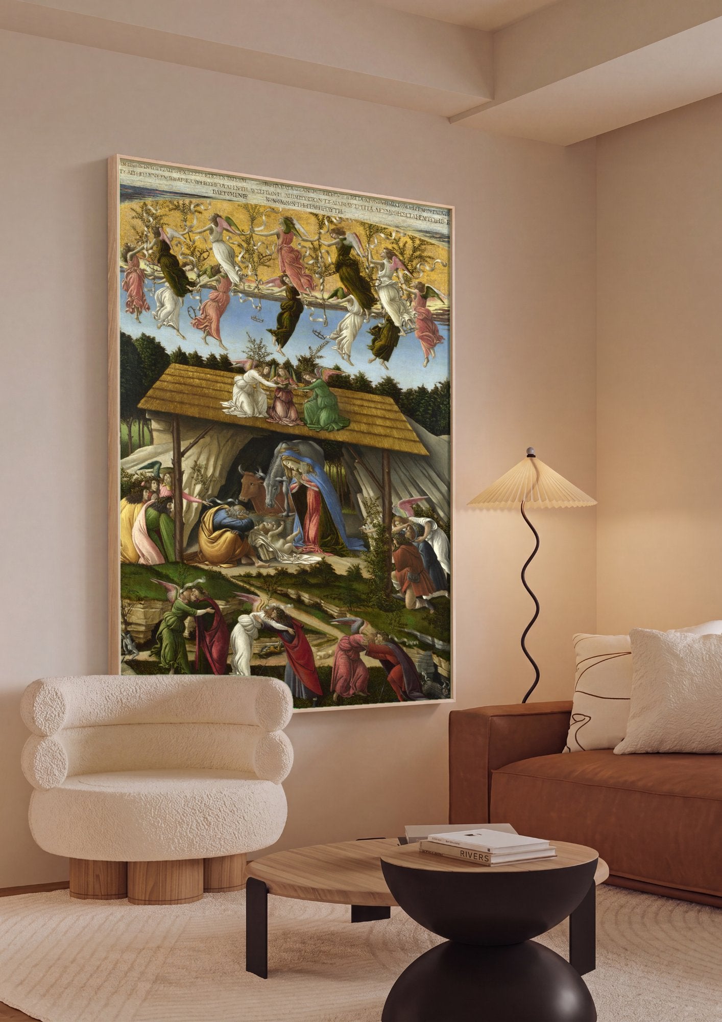 Quadro Decorativo Natividade Mística - Botticelli em ambiente decorado