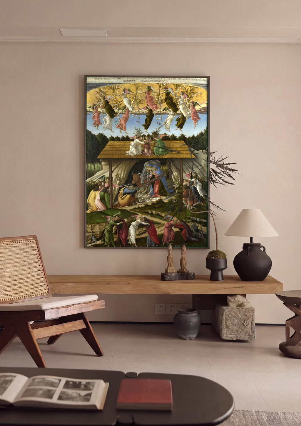 Quadro Decorativo Natividade Mística - Botticelli em ambiente decorado