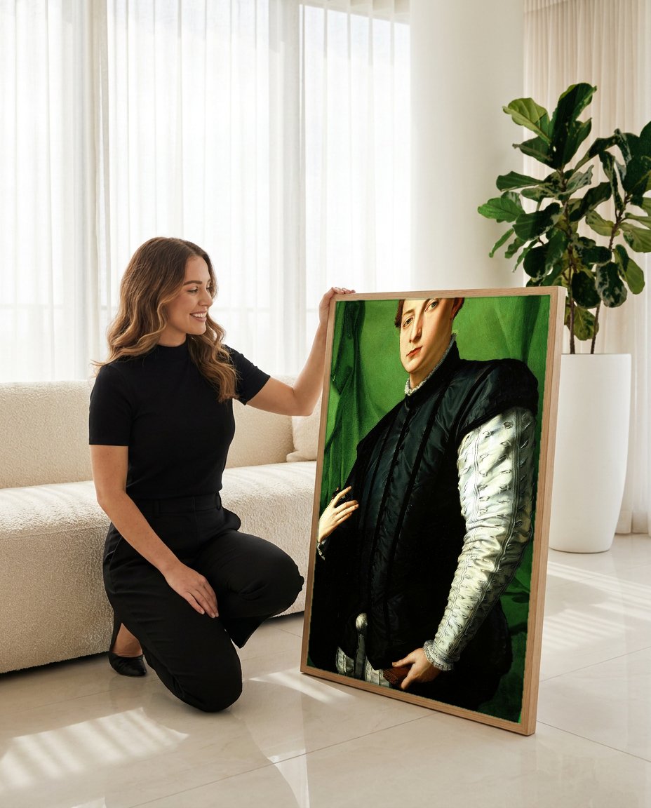 Quadro Decorativo Retrato de um Jovem - Bronzino com modelo em ambiente