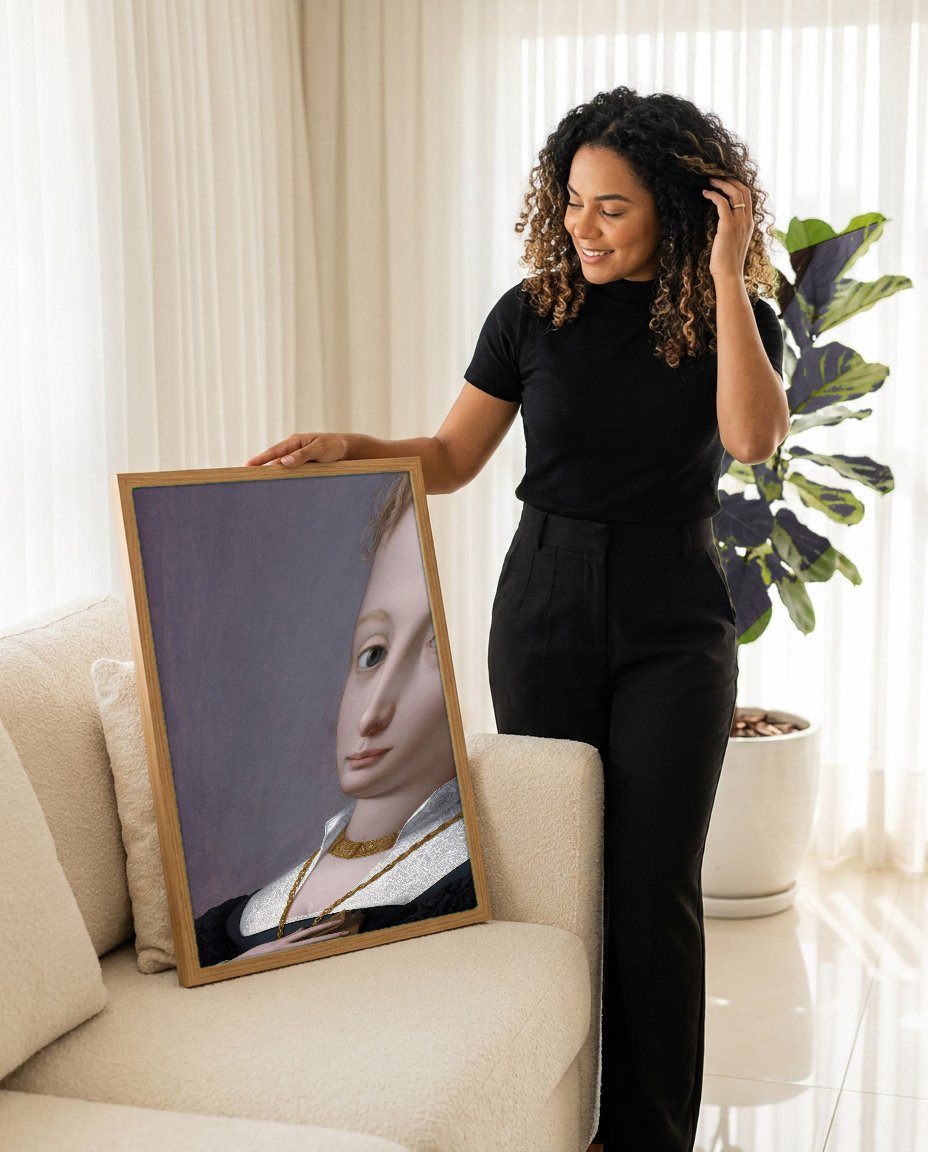 Quadro Decorativo Retrato de uma Dama - Bronzino com modelo em ambiente