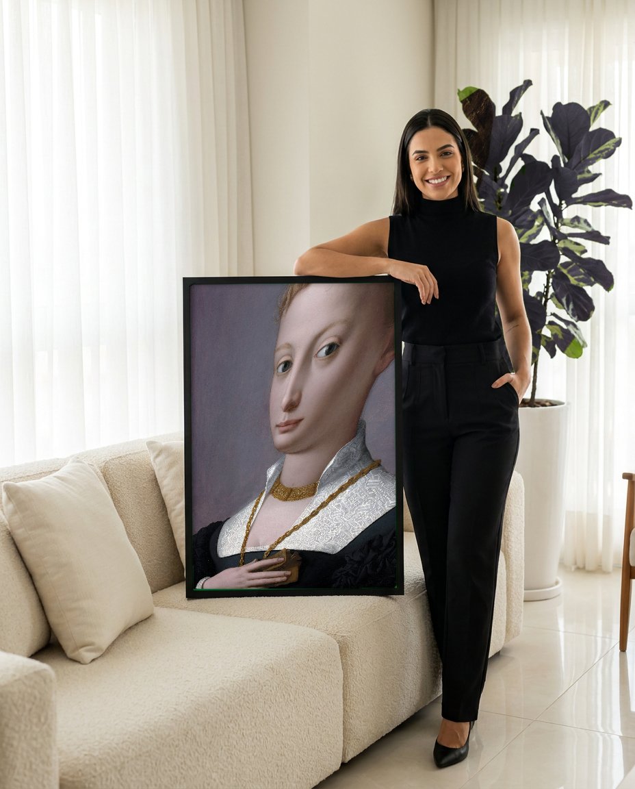 Quadro Decorativo Retrato de uma Dama - Bronzino com modelo em ambiente
