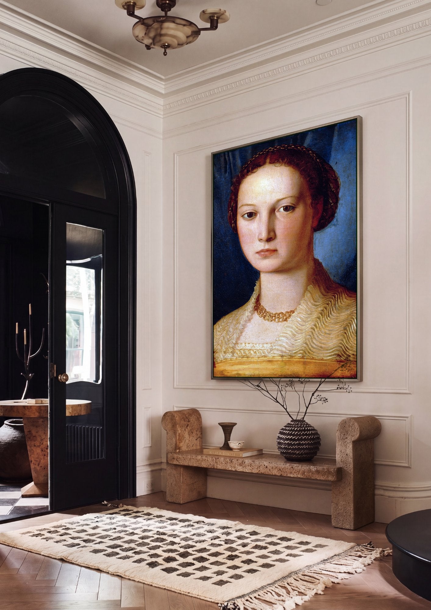 Quadro Decorativo Retrato de uma Dama - Bronzino em ambiente decorado