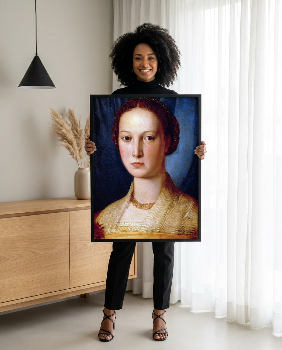 Quadro Decorativo Retrato de uma Dama - Bronzino com modelo em ambiente