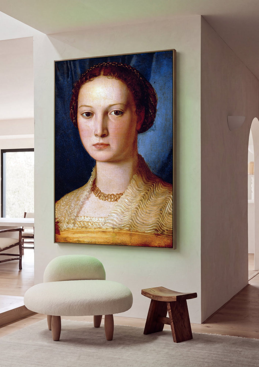 Quadro Decorativo Retrato de uma Dama - Bronzino em ambiente decorado