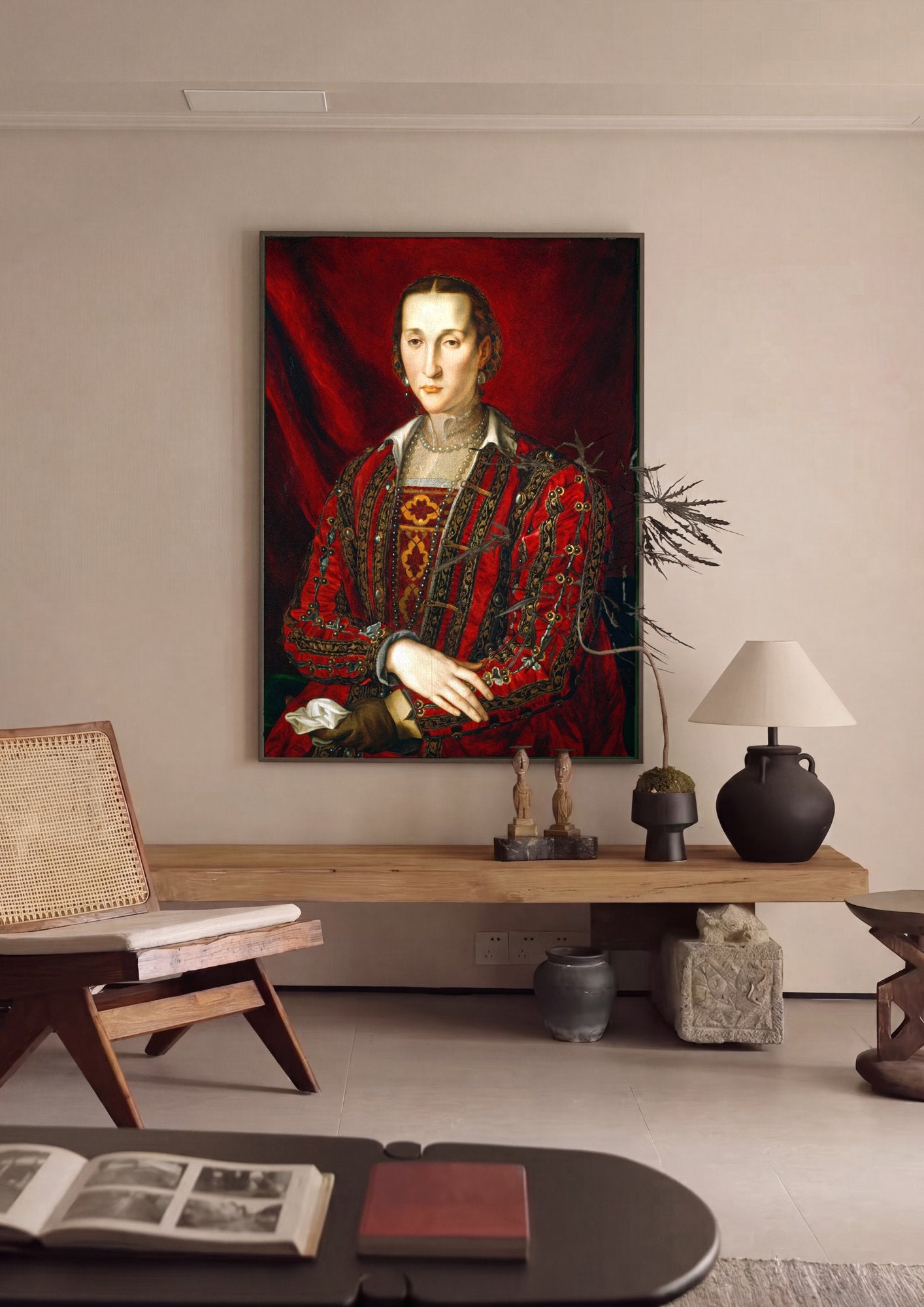 Quadro Decorativo Retrato de uma Dama - Bronzino em ambiente decorado