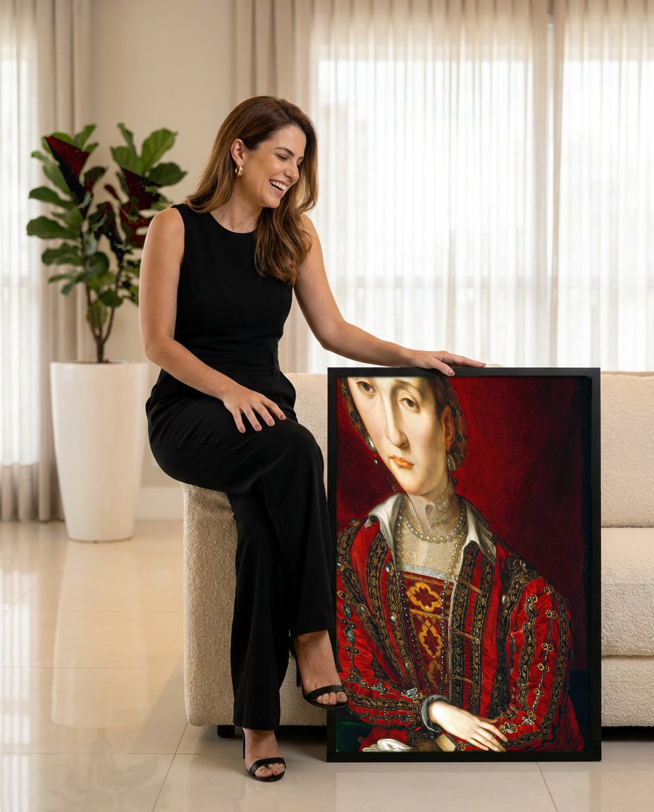 Quadro Decorativo Retrato de uma Dama - Bronzino com modelo em ambiente