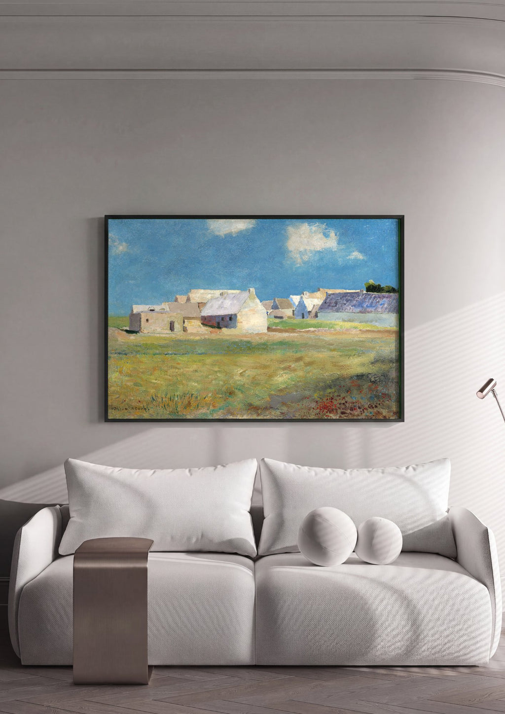 Quadro Decorativo Vilarejo com Casas Brancas - Odilon Redon em ambiente decorado