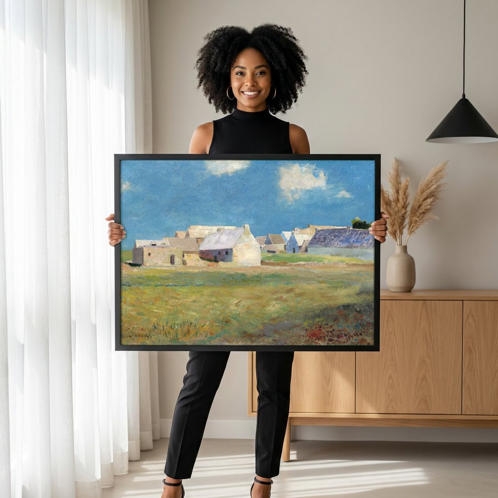 Quadro Decorativo Vilarejo com Casas Brancas - Odilon Redon com modelo em ambiente
