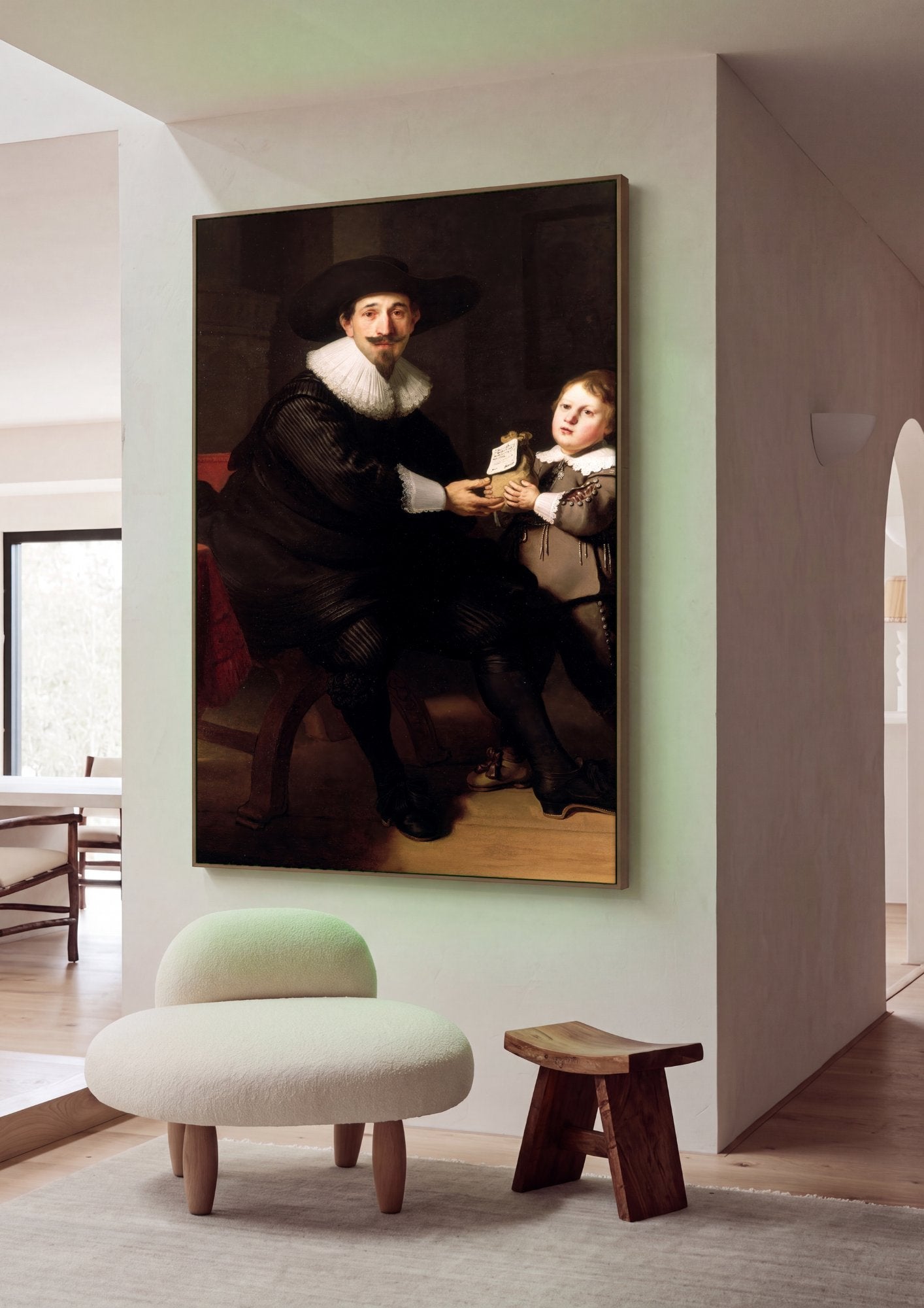 Quadro Decorativo O Pai e o Filho - Rembrandt em ambiente decorado