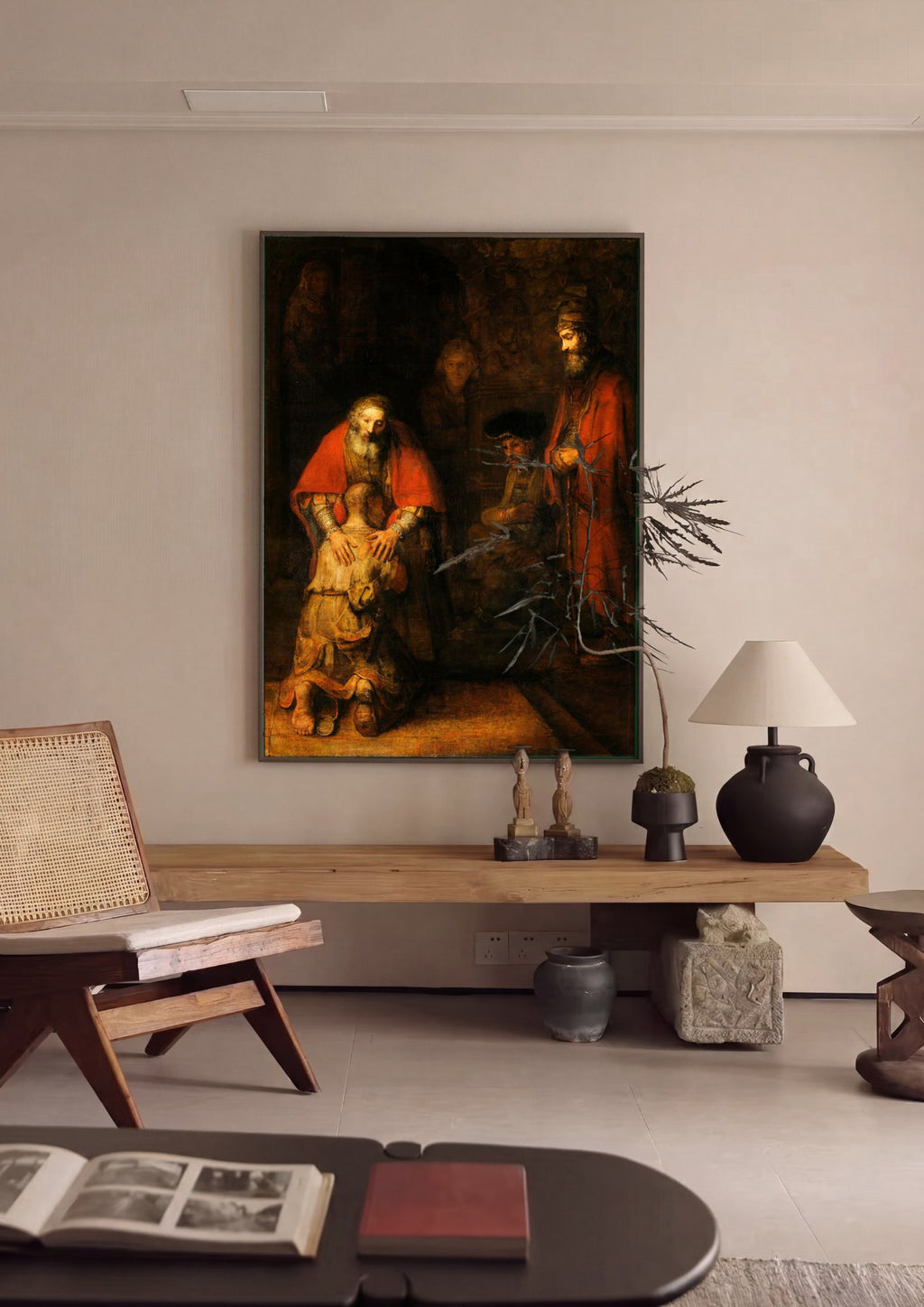 Quadro Decorativo O Filho Pródigo - Rembrandt em ambiente decorado