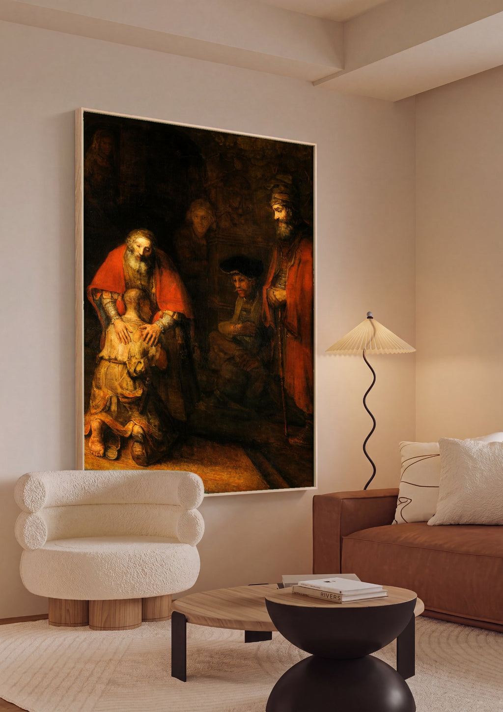 Quadro Decorativo O Filho Pródigo - Rembrandt em ambiente decorado