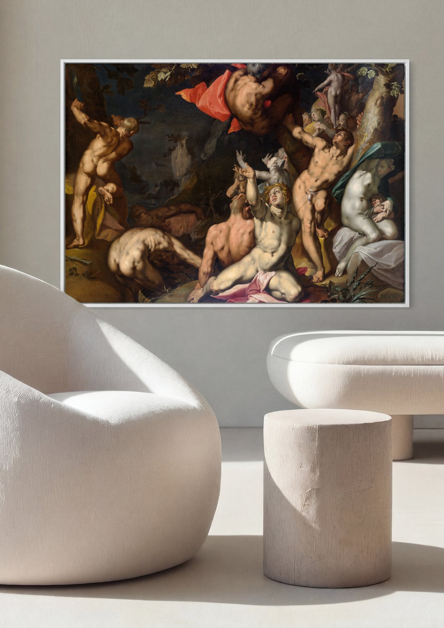 Quadro Decorativo A Queda dos Titãs - Abraham Bloemaert em ambiente decorado
