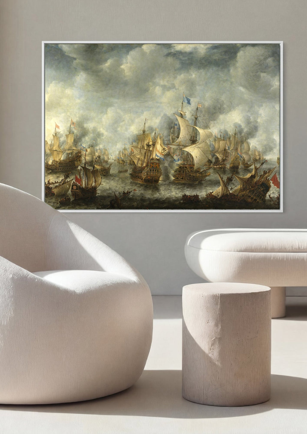 Quadro Decorativo Batalha Naval - Jan Abrahamsz Beerstraaten em ambiente decorado