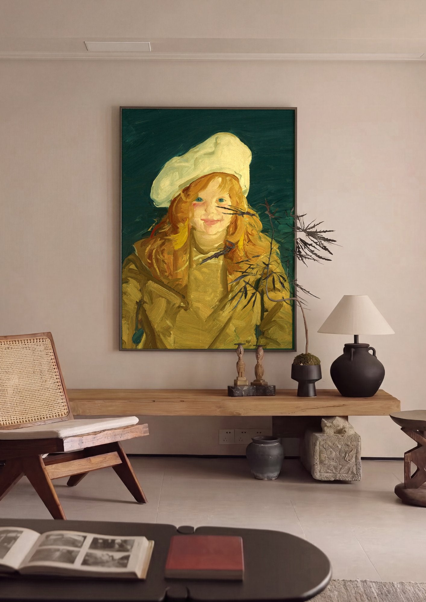 Quadro Decorativo A Menina de Chapéu Branco - George Bellows em ambiente decorado