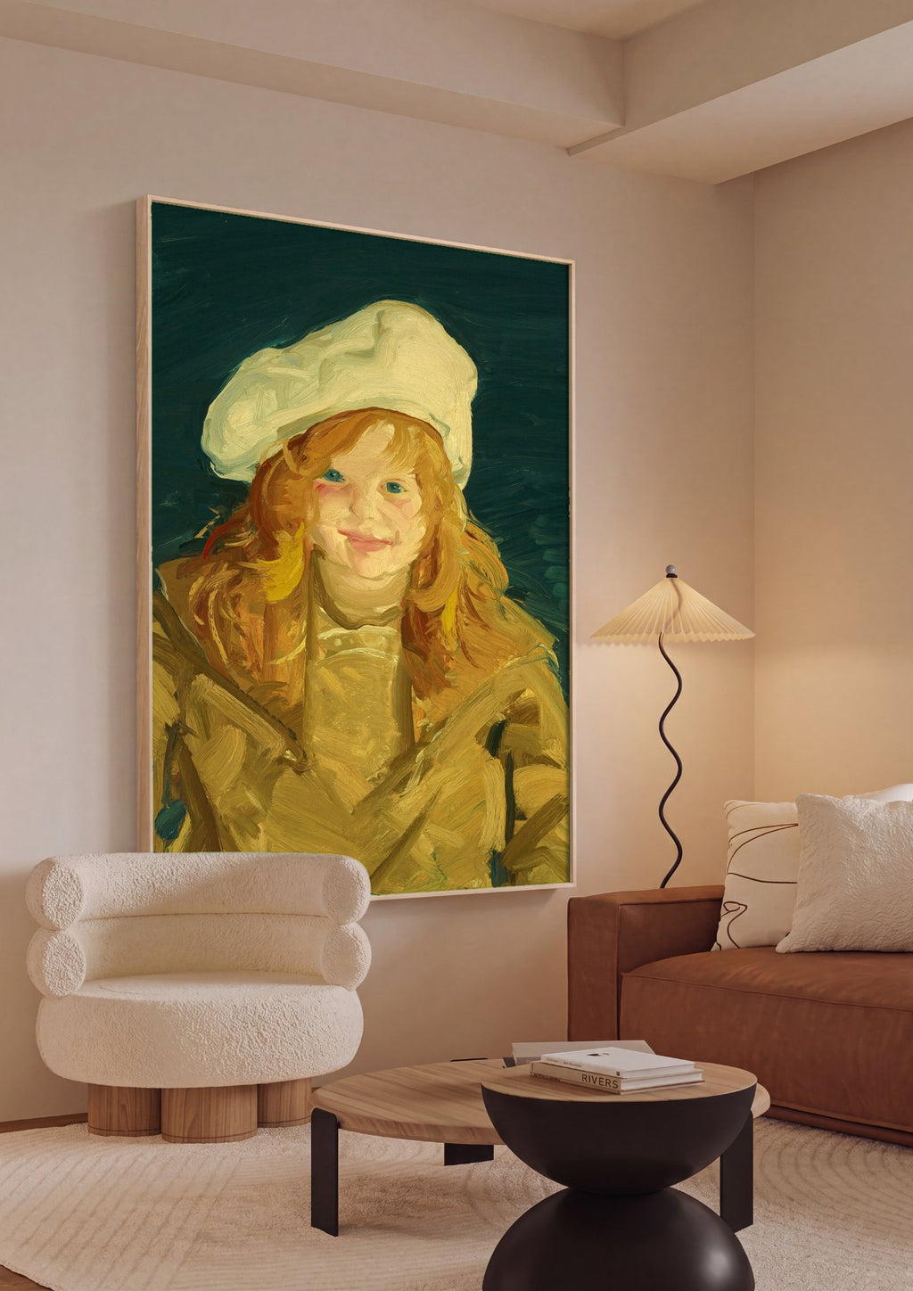 Quadro Decorativo A Menina de Chapéu Branco - George Bellows em ambiente decorado