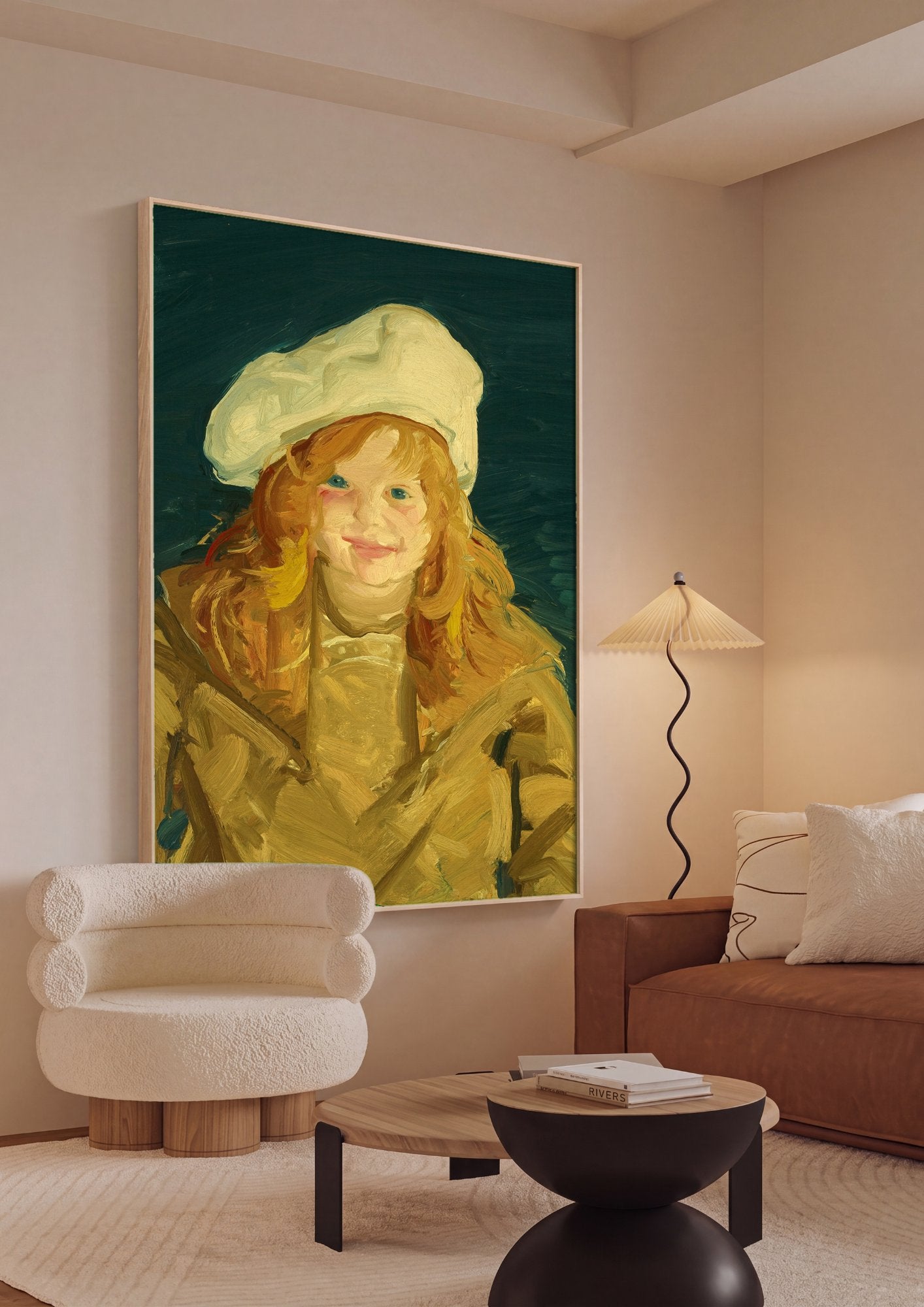 Quadro Decorativo A Menina de Chapéu Branco - George Bellows em ambiente decorado