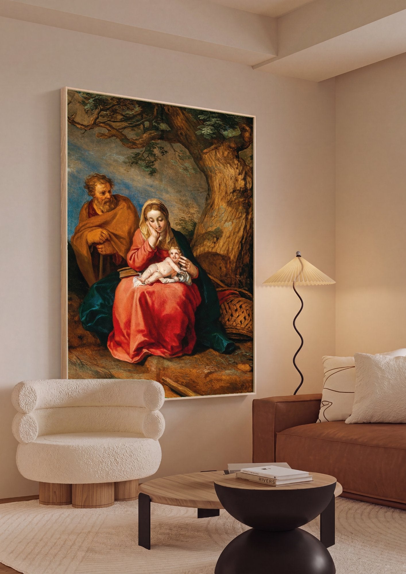 Quadro Decorativo A Sagrada Família - Abraham Bloemaert em ambiente decorado