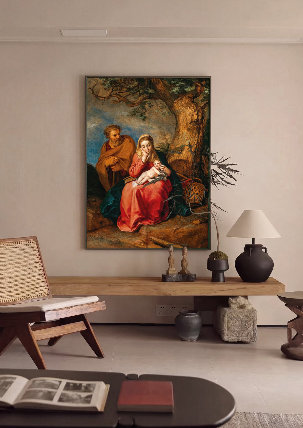 Quadro Decorativo A Sagrada Família - Abraham Bloemaert em ambiente decorado